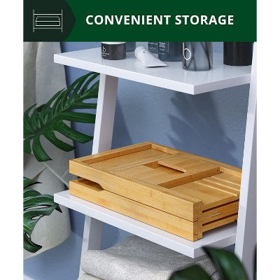 Lankstomas medinis vonios staliukas knygai ir taurei