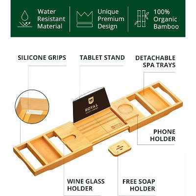 Lankstomas medinis vonios staliukas knygai ir taurei