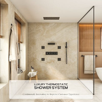 Lubinis krioklio tipo dusas su rankiniu ir soniniais purkstukais